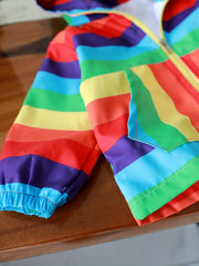 Boys Rainbow Windbreaker Hooded Jacket Zip Up Coat