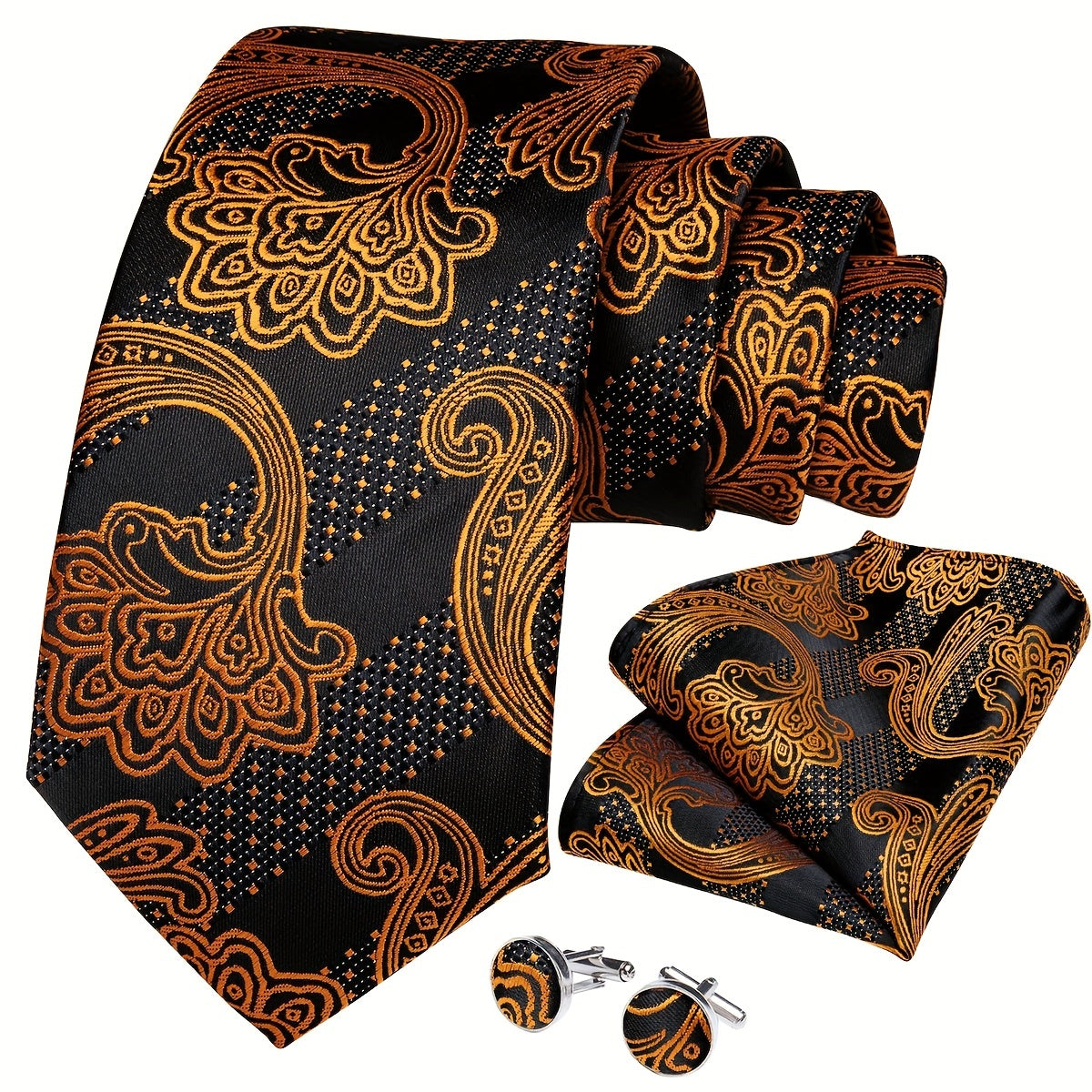 Men's Purple Paisley Silk Tie Set Business Formal Wedding Gift