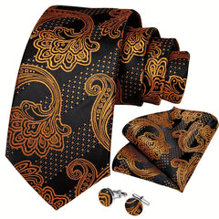 Men's Purple Paisley Silk Tie Set Business Formal Wedding Gift