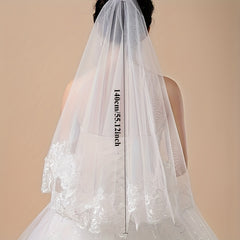 Vintage Lace Bridal Veil with Floral Lace for Brides