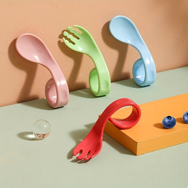 Infant Training Spoon Bent Handle Fork Spoon Set Elbow Spoon