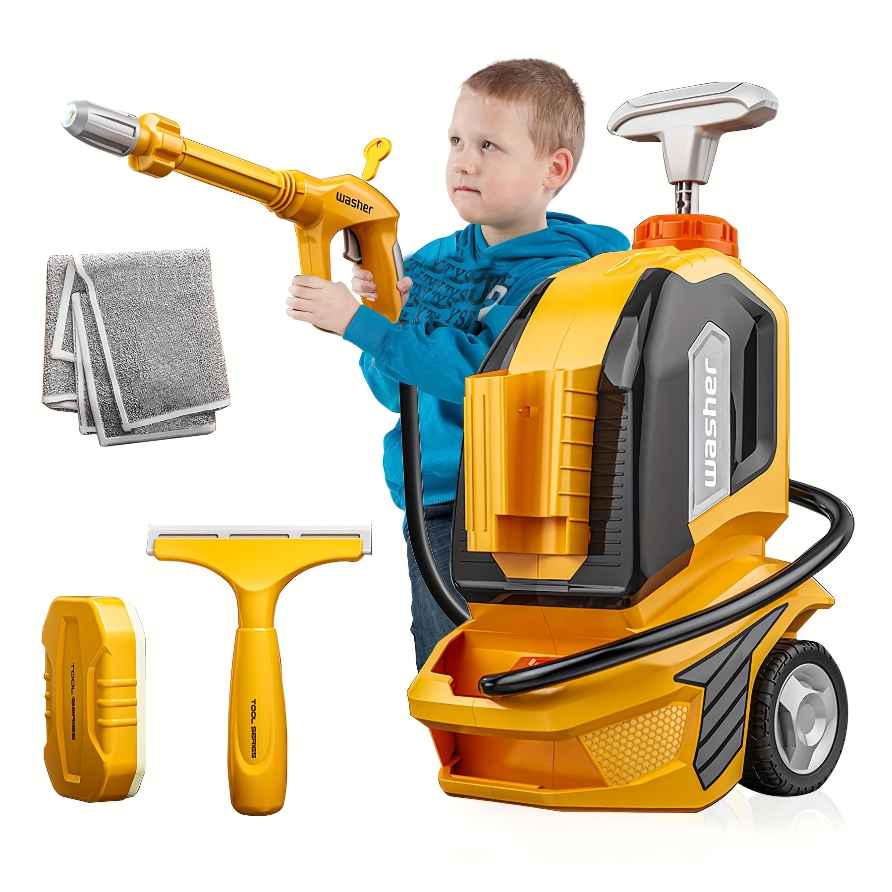 Kids Pressure Car Washer Toy Cleaning Set Role Play Gift