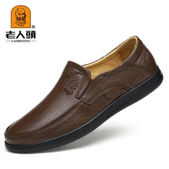 LAORENTOU Men's Leather Dress Shoes Comfy Durable Non Slip Flats