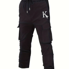 Men's K Pattern Print Cropped Cargo Pants