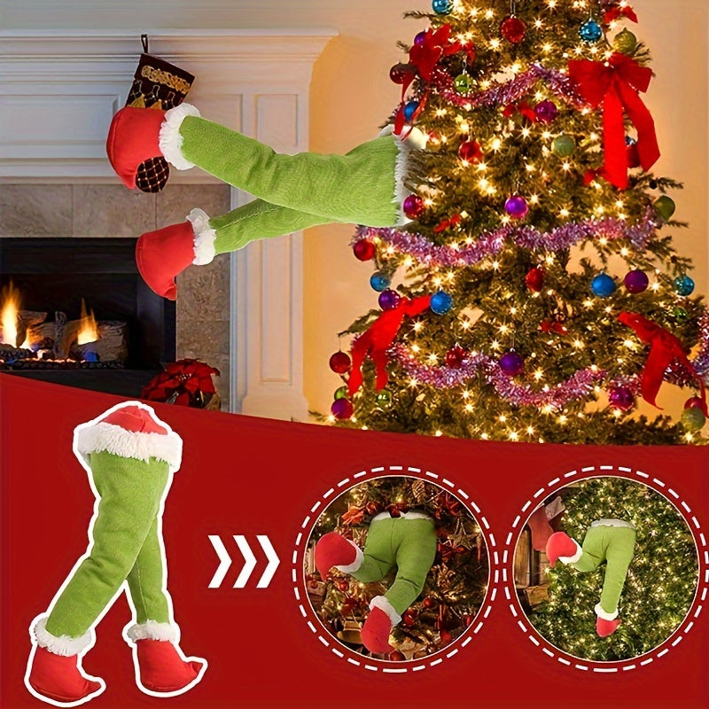 Christmas Elf Leg Tree Ornament, Holiday Decor Prop