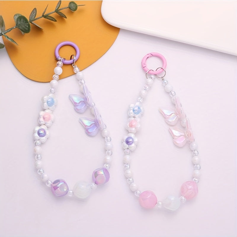 Electroplated Acrylic Butterfly Keychain Pendant For Key Decoration