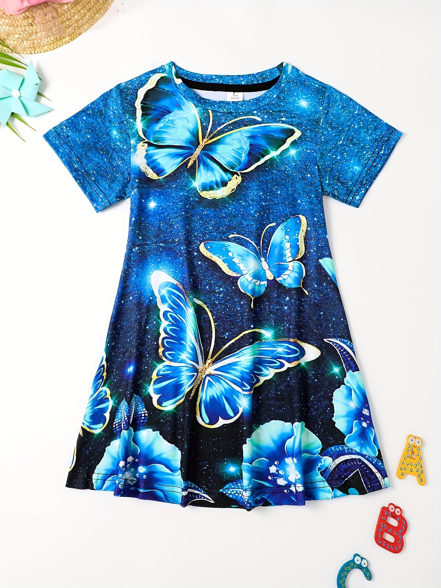 Girls 3D Unicorn Crew Neck Dress Girls Comfy Dresses