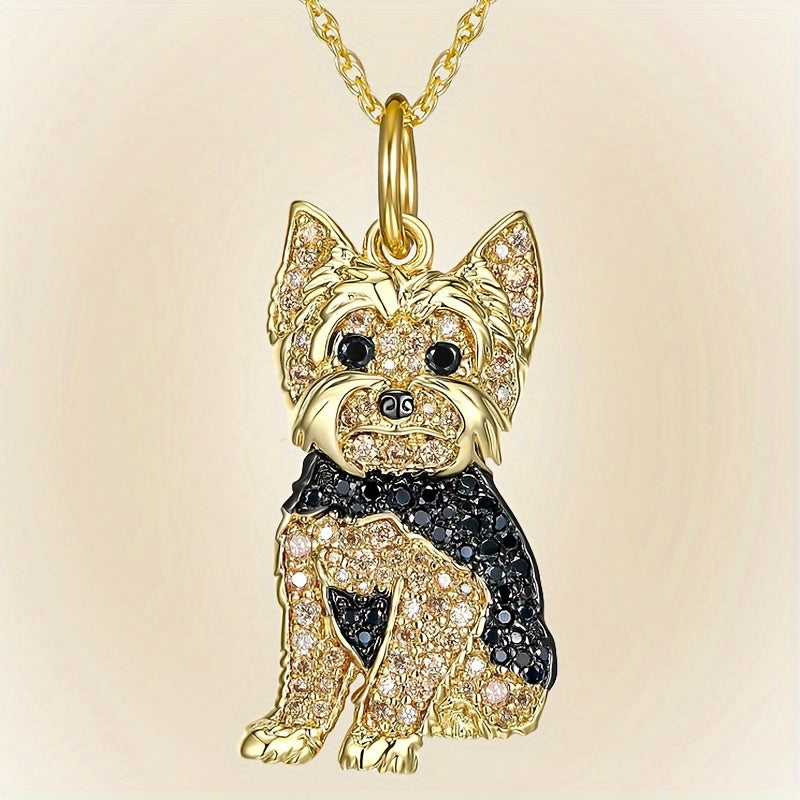 Royal Yorkie Rhinestone Pet Pendant Necklace