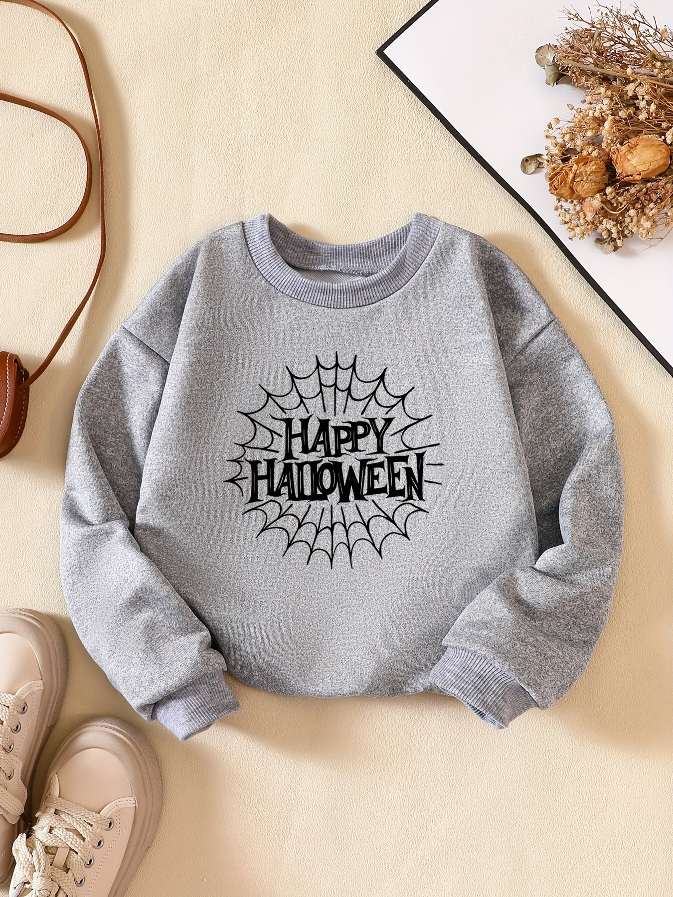 Halloween Boo Letter Print Boys Casual Sweatshirt
