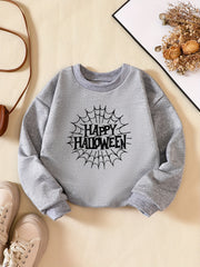 Halloween Boo Letter Print Boys Casual Sweatshirt