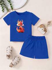 Toddler Cartoon Pattern T-shirt and Shorts Set