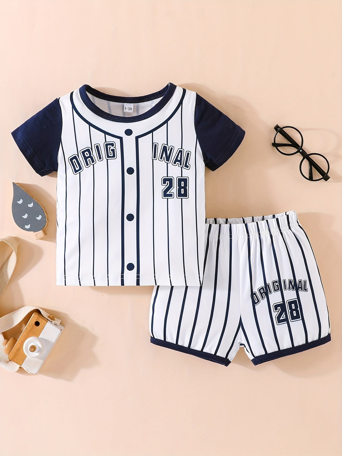 2pcs Toddler Boys Striped T-shirt & Shorts Set for Summer