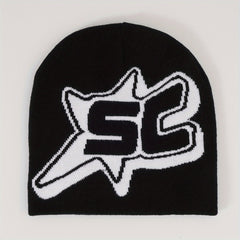 Candy Hip Hop Beanie Letter Jacquard Unisex Knit Hat Elastic Warm Skull Cap