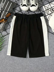 Stripe Print Boys Comfortable Shorts Quick Drying Outdoor Summer