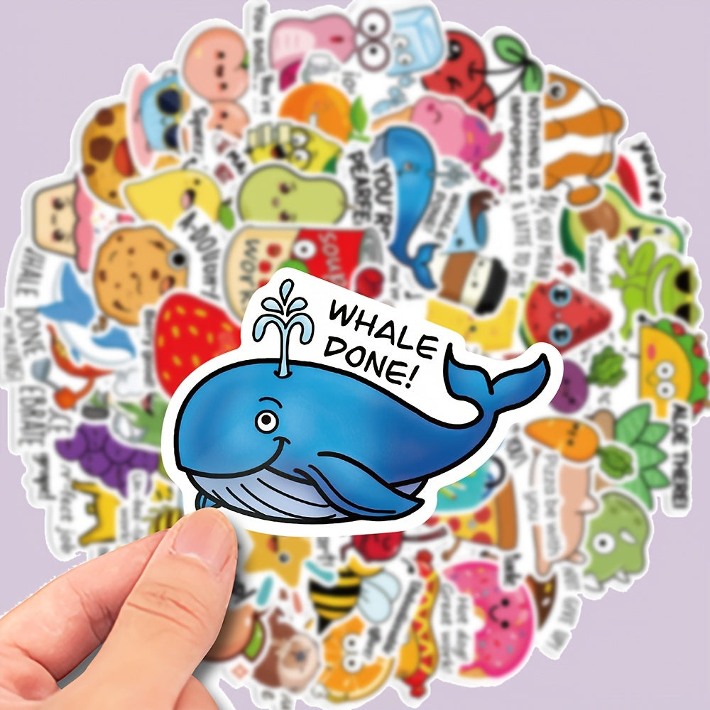 50pcs Cartoon Animal Encouragement Stickers for Phones Laptops Notebooks