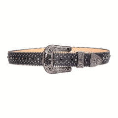 Sparkle Rhinestone Western Cowboy Leather Belt for Jeans Dress