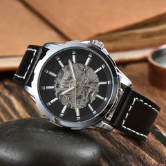 KUERST Teenager's Watch Men's Automatic Mechanical Watch Classic Hollow Luminous