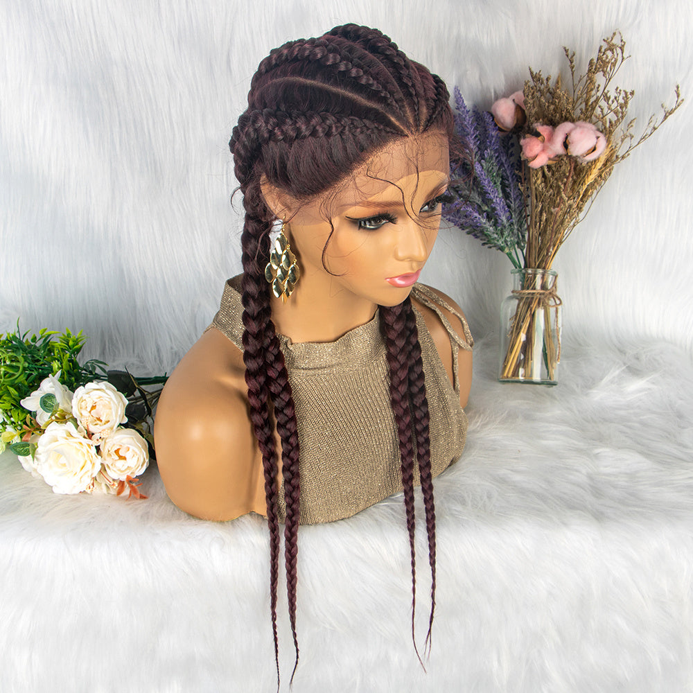 Lace Front Wig with Baby Hair 4 Braids Box Wig for Women