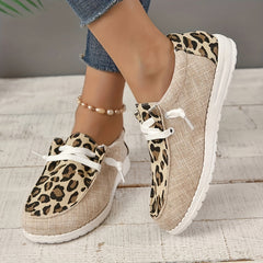 Leopard Print Low Top Walking Shoes Lightweight Non slip Casual Sport Shoes