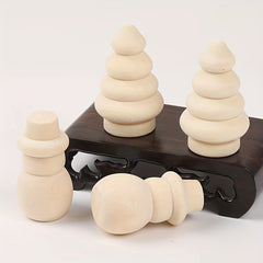 2pcs Wooden Ornaments Christmas Tree Snowman Style Decorative Puppets