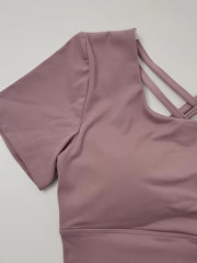 Sporty Round Neck T-Shirt with Criss Cross Straps
