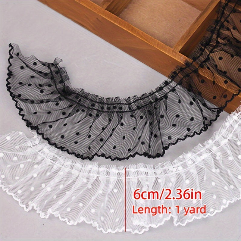 5pcs Lace Mesh Pleated Lace Polka Dot Clothing Cuffs Skirt Accessories