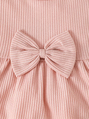 2pcs Baby Girls Bowknot Ruffle Top & Ripped Jeans Set