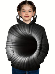 Hole Pattern Kid's Hoodie Long Sleeve Top for Spring Fall