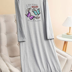 Butterfly & Heart Graphic Long Sleeve Tee Lounge Dress