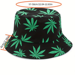 Leaf Print Bucket Hat Hip Hop Sunscreen Basin Hats Lightweight Fisherman Cap