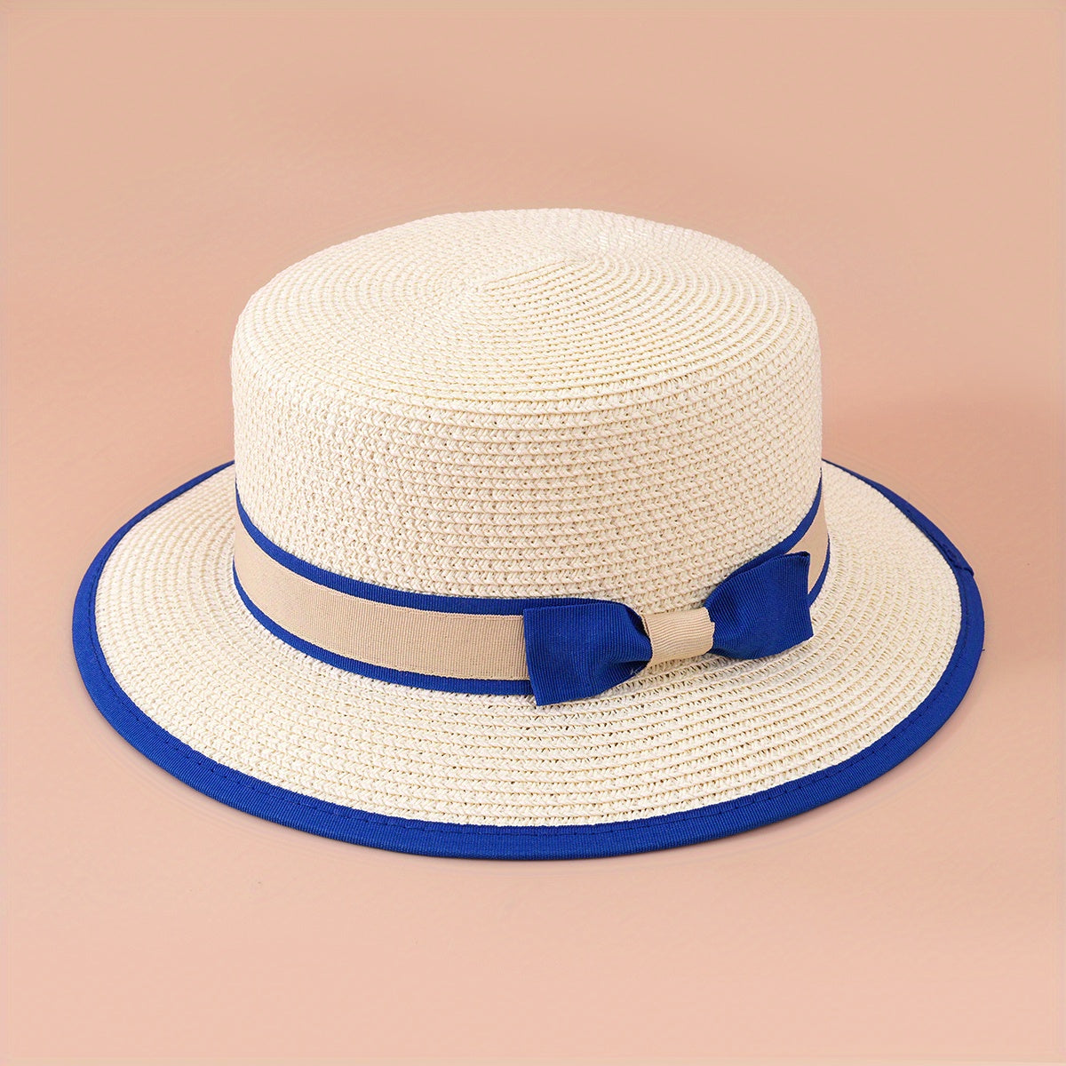 Double Flat Top Jazz Fedora Straw Hat for Women
