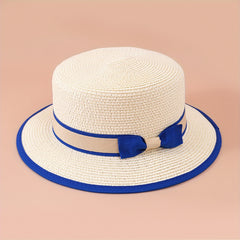Double Flat Top Jazz Fedora Straw Hat for Women