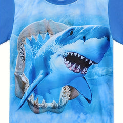 Boys' Shark Graphic T Shirt Active Stretch Short Sleeve Tee