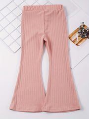 2pcs Toddler Girls Ribbed Knit Flared Pants Elastic Waist Kids Summer Clothes