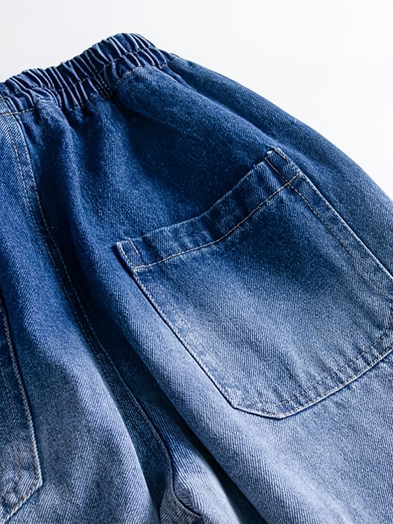 Boys Tapered Cargo Denim Jeans Elastic Waist Kids Clothes