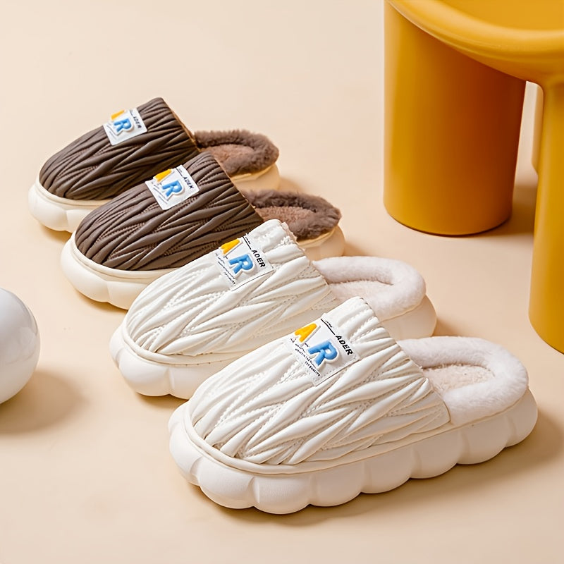 Men's Warm Fleece Cozy Non slip Platform Slippers