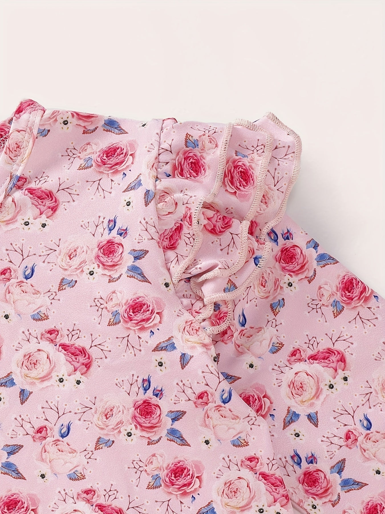 Girls Floral Print Top & Suspender Short Skirt Set