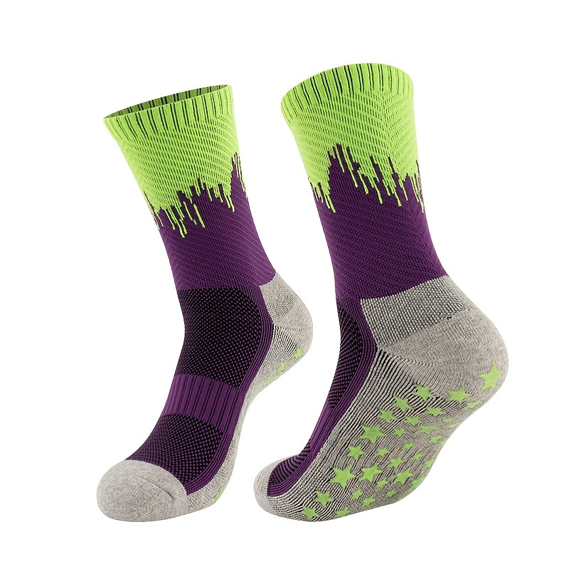Men's Cotton Silicone Non-slip Mid-calf Socks for Basketball Running Training