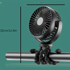 Portable Clip-On Baby Stroller Fan 360 Rotation Cooling Fan