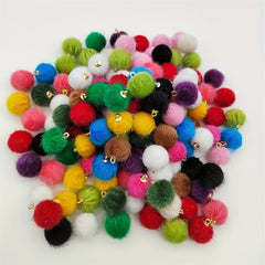 50pcs 15mm Mink Fur Ball Pendant Earrings Necklace DIY Jewelry Making