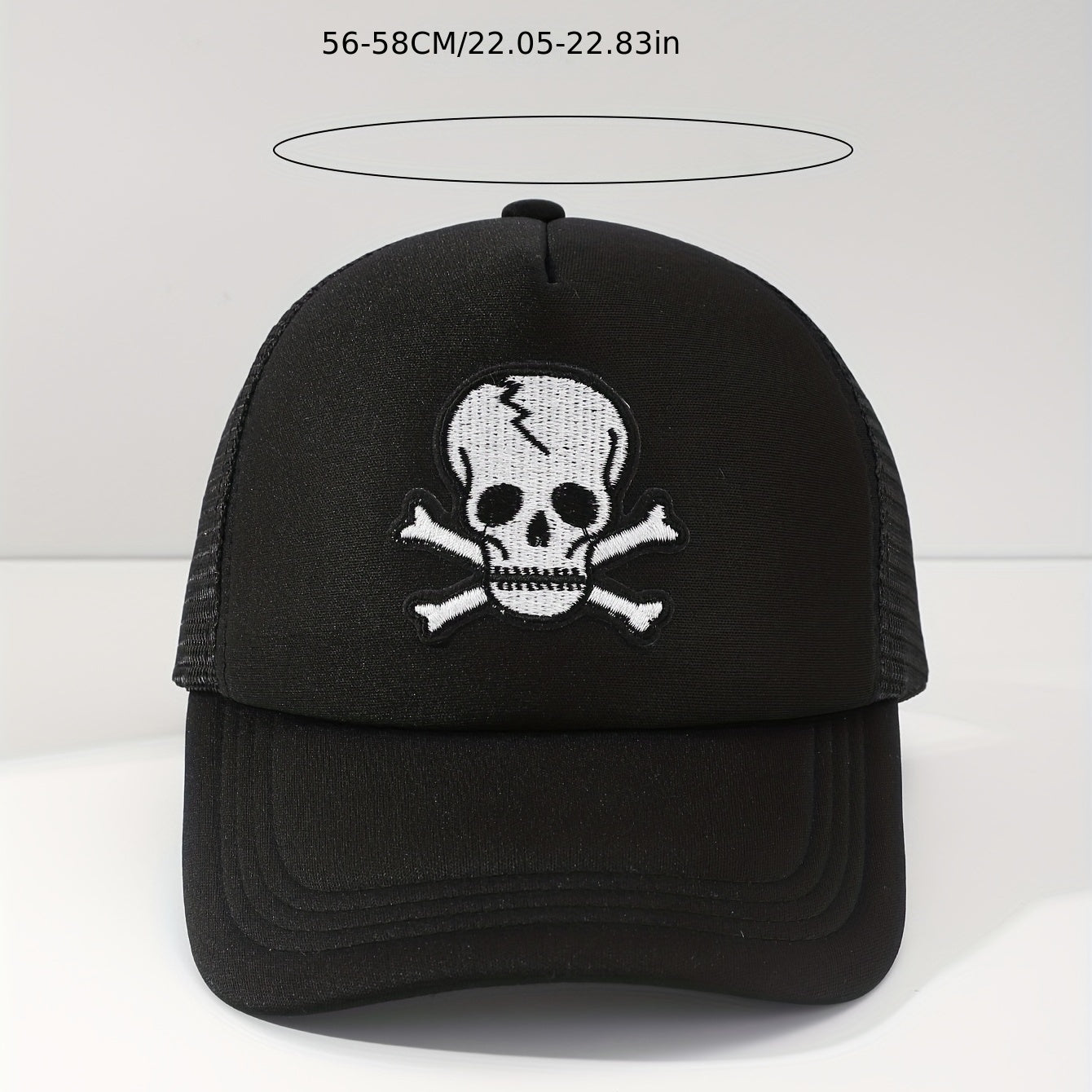 Men's Skull Print Mesh Baseball Cap