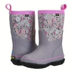 MCIKCC Girl's High Top Rain Boots Non Slip Durable Casual Waterproof Shoes