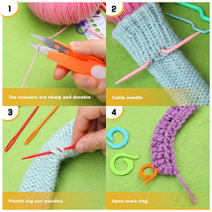 100pcs Crochet Set With Storage Box Ergonomic Knit DIY Hand Woven Craft Art Tool