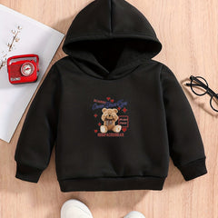 Teddy Bear Print Baby Boys Hooded Sweatshirt