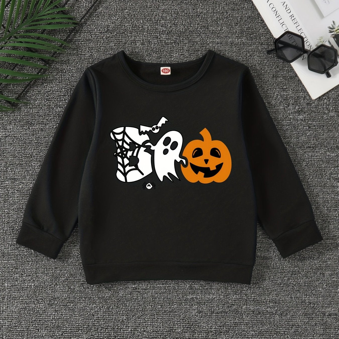 Boo And Pumpkin Print Boys Sweatshirt