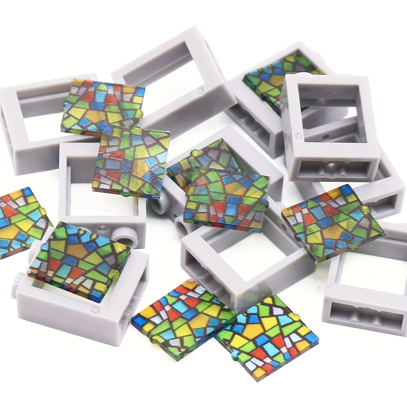 10pcs Window Frame Building Blocks 1x2x2 with Glass Panels