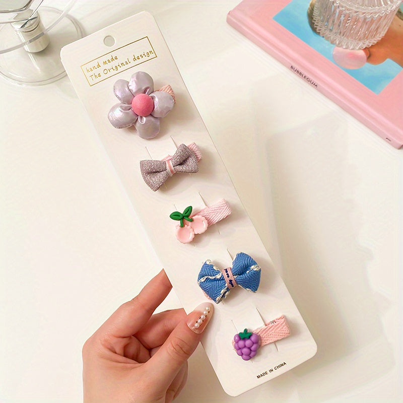 5pcs Crown Rabbits Flowers Bow Mushroom Hair Clips for Girls