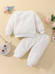 Girls Fleece Animal Embroidered Set Winter Baby Clothes