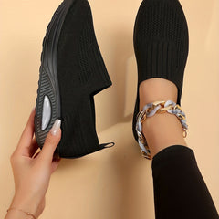 Women's Air Cushion Sock Shoes Comfort Knitted Slip On Platform Shoes