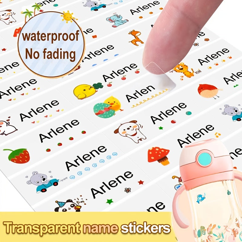 180pcs Customized Transparent Name Sticker Waterproof Labels